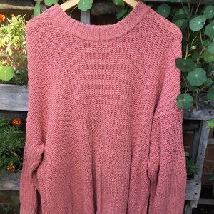 Oversized slouchy peach cotton sweater